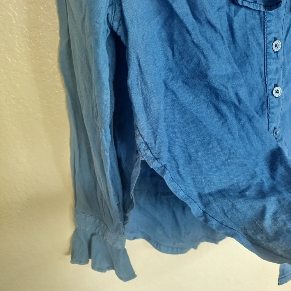 Free People we the free amber Button Front Dolman Sleeve Ruffled Top sz Xs